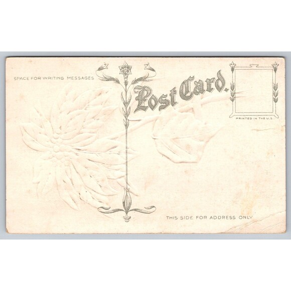 Postcard Merry Christmas To All Poinsettia Embossed Unposted 1911 Made in USA - Picture 2 of 2